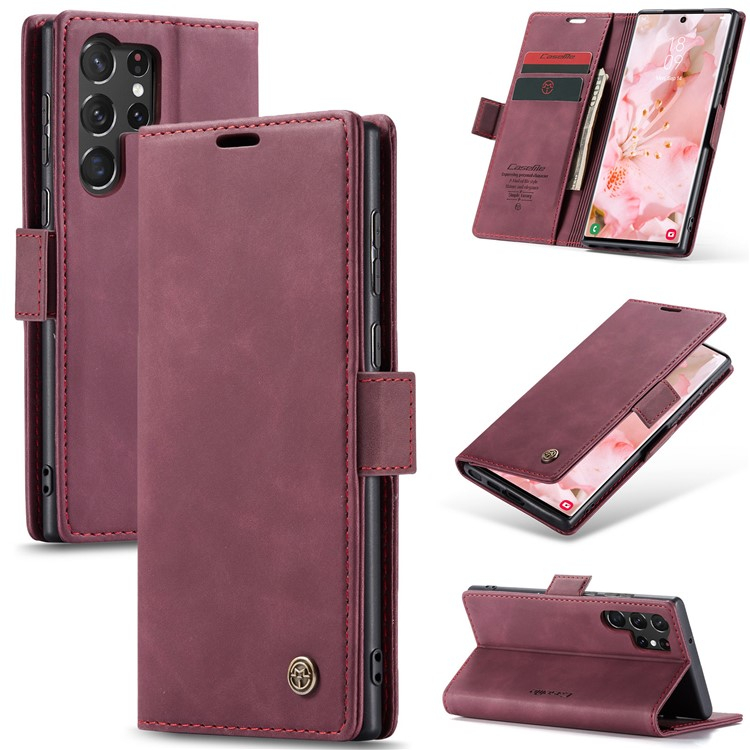 Samsung Galaxy S24 Ultra Leder Tasche Flip Wallet Etui mit Kartenfächern - Rot