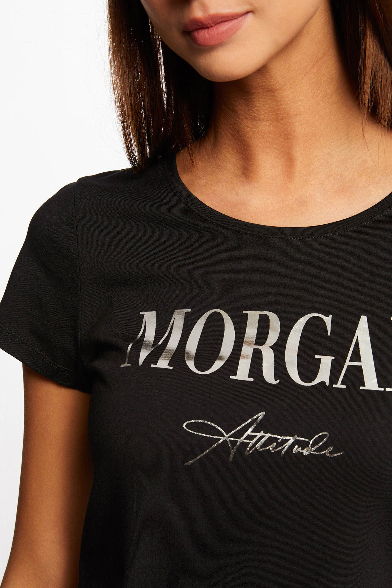 Camiseta de manga curta com mensagem - Fúcsia