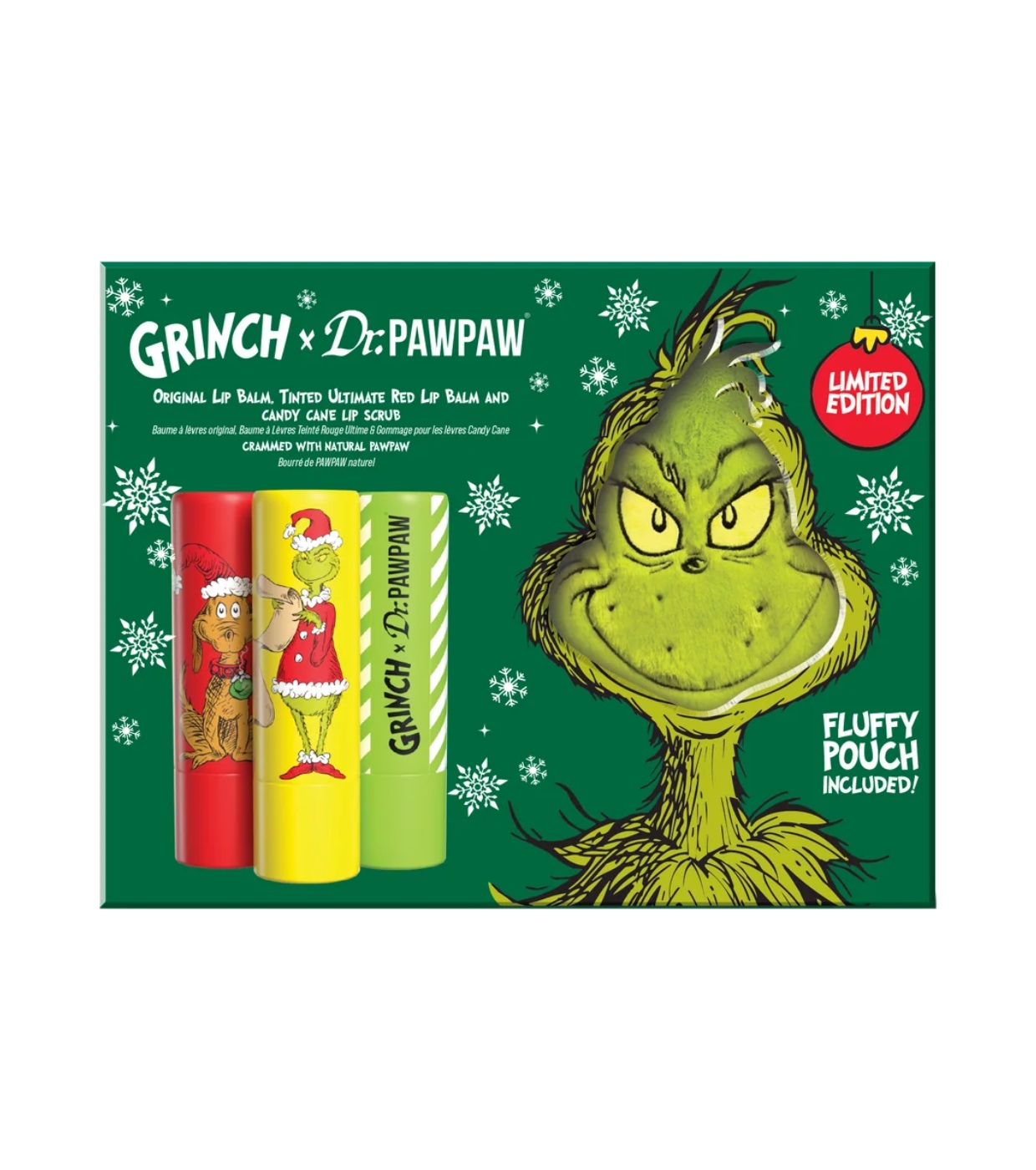 Dr. Paw Paw - *The Grinch* - Trio de protetores labiais - Ultimate Red, Candy Cane Lip Scrub & Original
