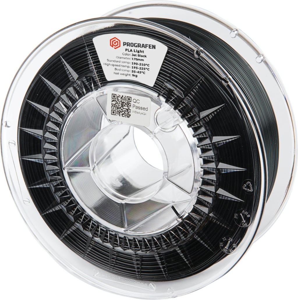 Prografen  PLA Graphene Light Jet Black, 1,75 mm / 1000 g    Mit 0,5 % Graphen verstärktes PLA in Jet Black