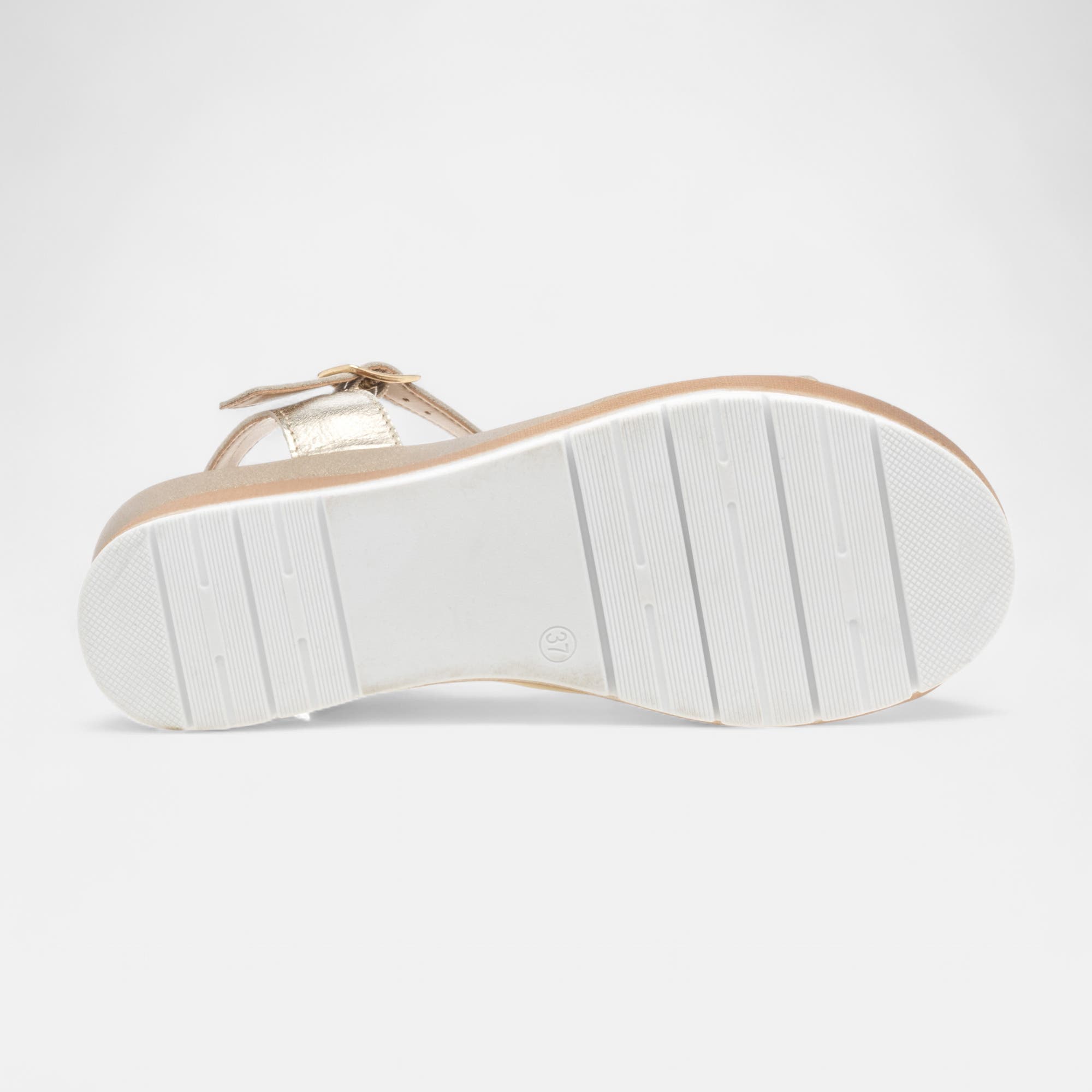 Sandales à talon compensé Femme en cuir or