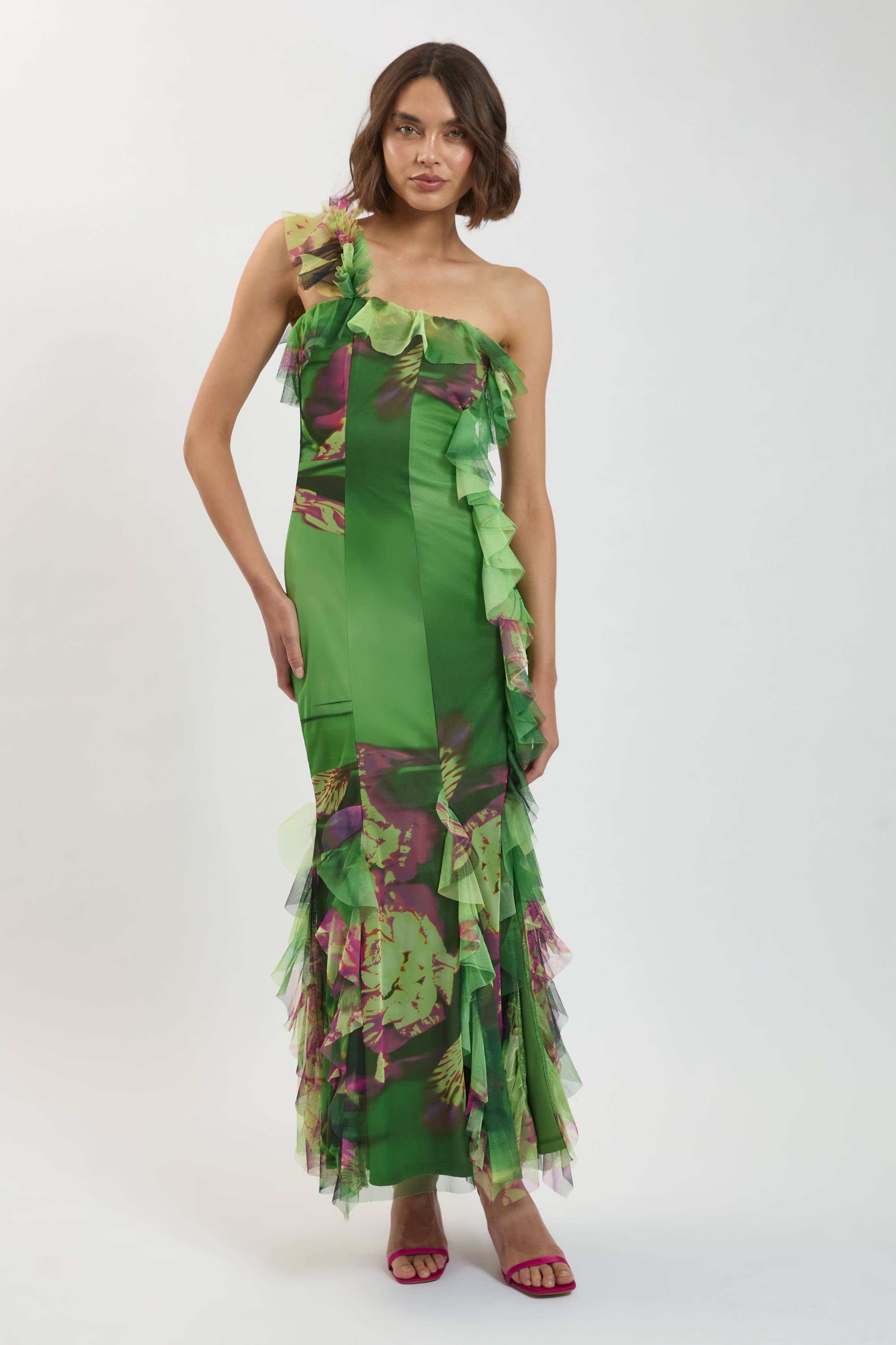 KarenMillen Robe Longue En Tulle À Une Épaule