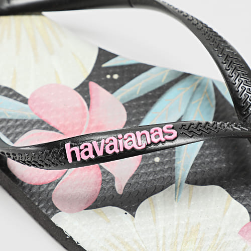 Tongs Femme Slim Floral Noir