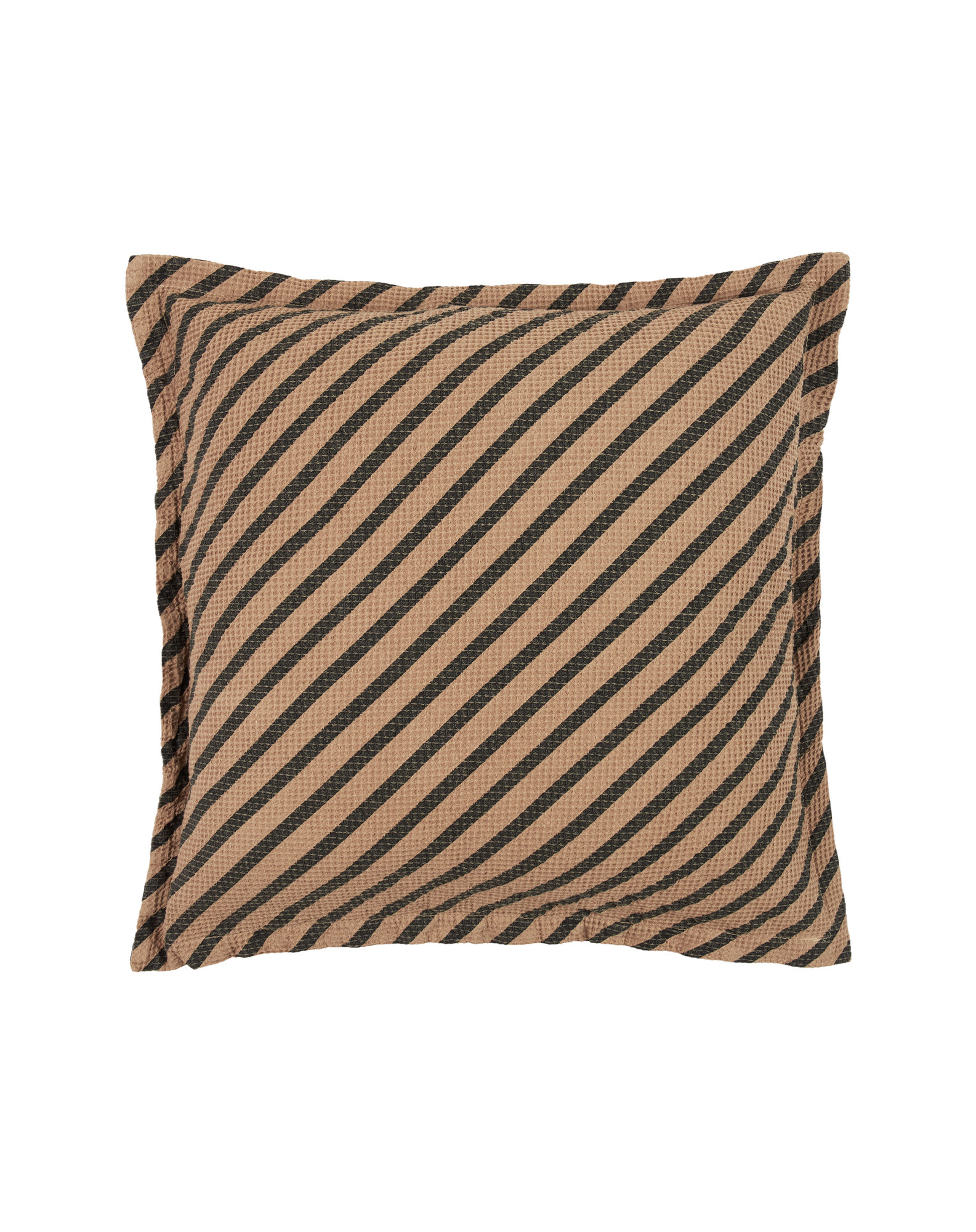 Coussin landscape en coton lavé gauffré | Marron