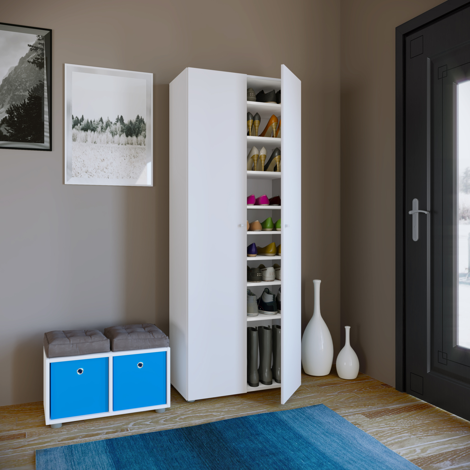 Schuhschrank VANDOL l - weiß - Türen - 71 cm breit