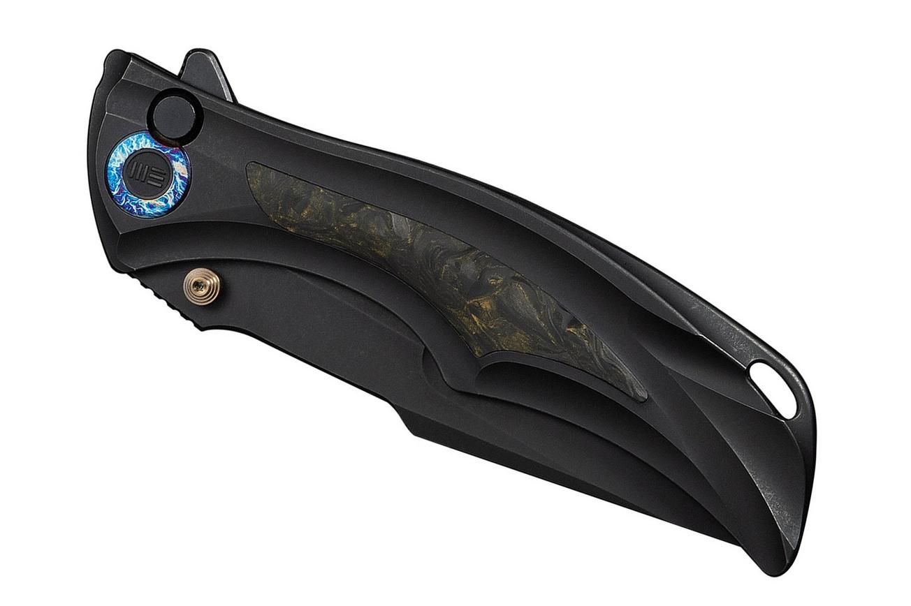 WE Knife Tighe Down WE24054B-1 Blackwashed Böhler M390, Integral Black Titanium Black Yellow CF Inlay, zakmes, Brian Tighe design