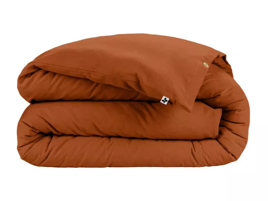 HEDDA - Housse de Couette 260x240cm Flanelle de Coton Coloris Tomette