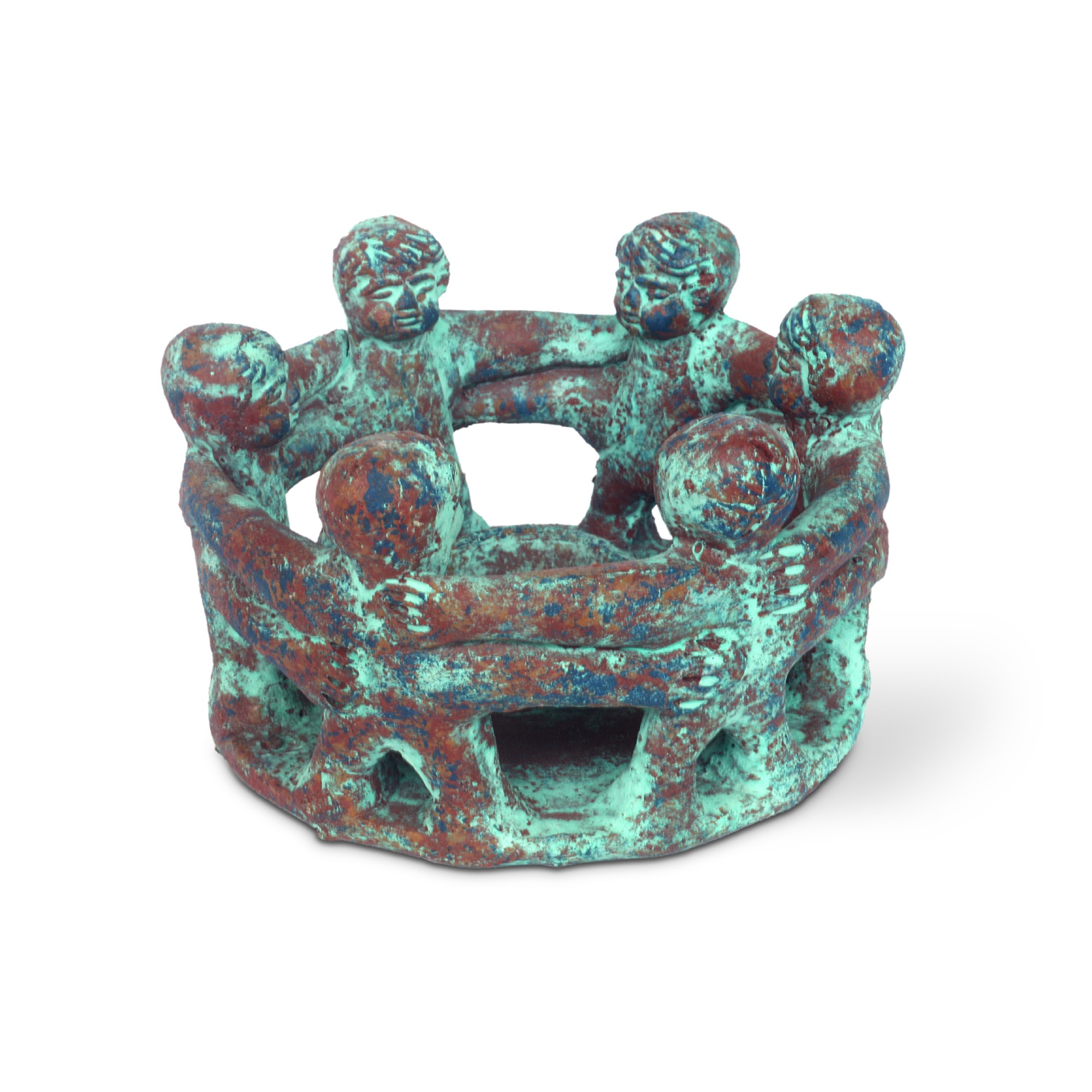 Kerzenhalter 'Friendship Circle 6', braun, grün, Ø 18 cm, H 11 cm von fischer's lagerhaus