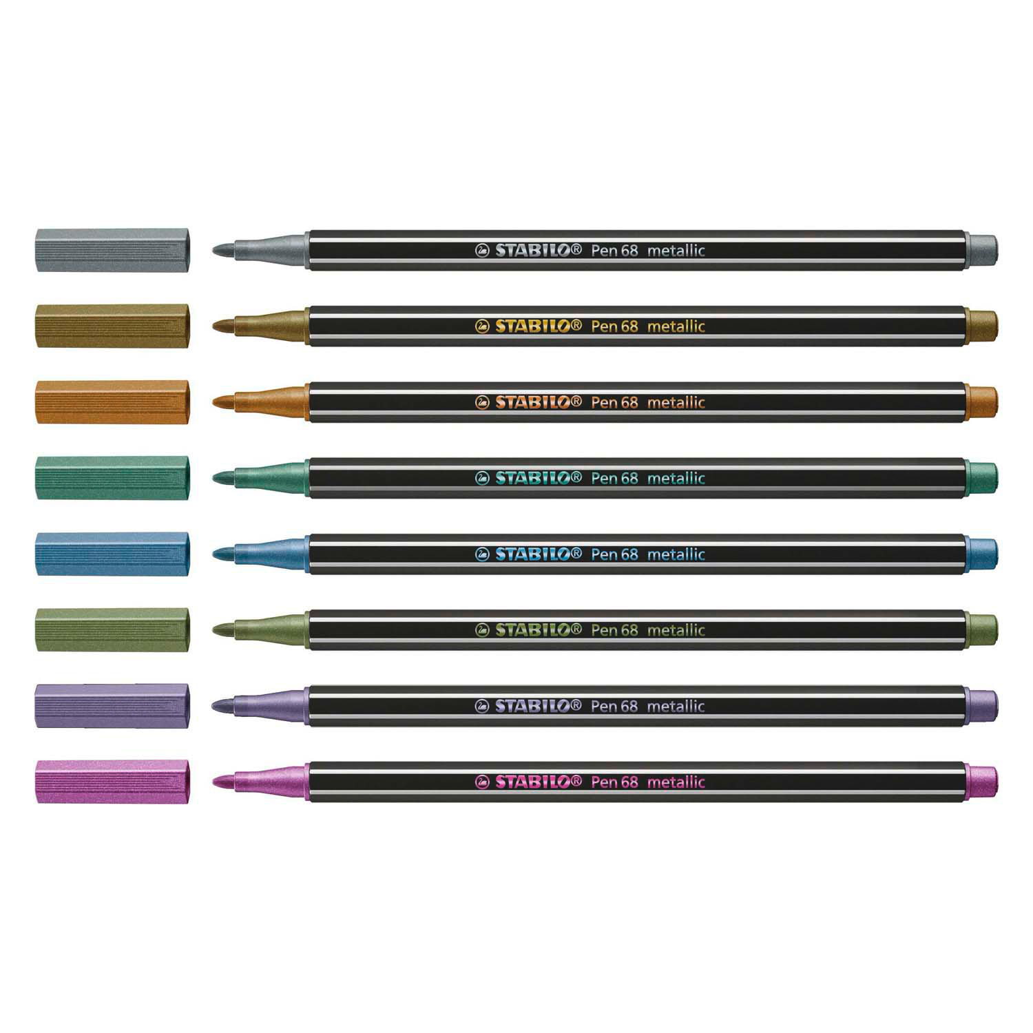 STABILO Pen 68 Metallic -Viltstift - Metalen Set Met 8 Stuks