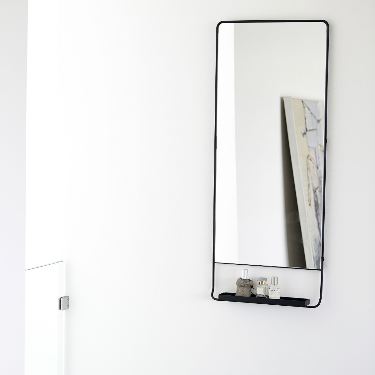 House Doctor - Spejl Med Hylde - Chic - Sort - 110X45 CM
