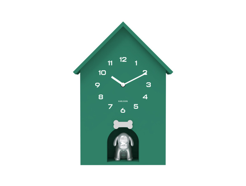 Wall Clock Garding Doggy KA6096GR Retro green