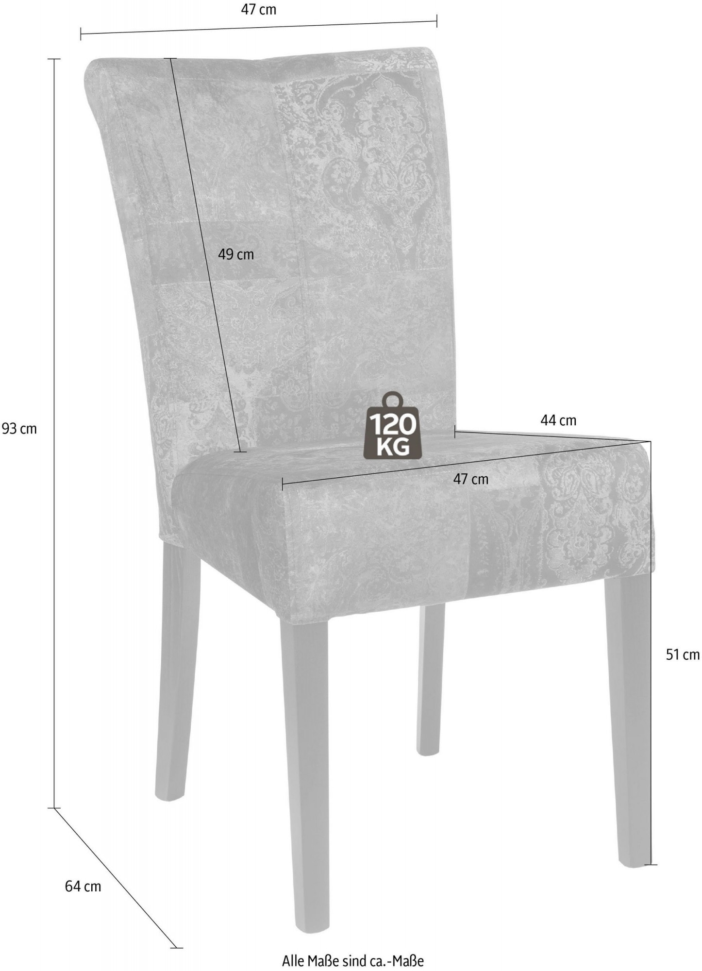 Home affaire 4-Fussstuhl »Ravenna« (Set) 2 Stk.Esszimmerstuhl mit Knopfheftung