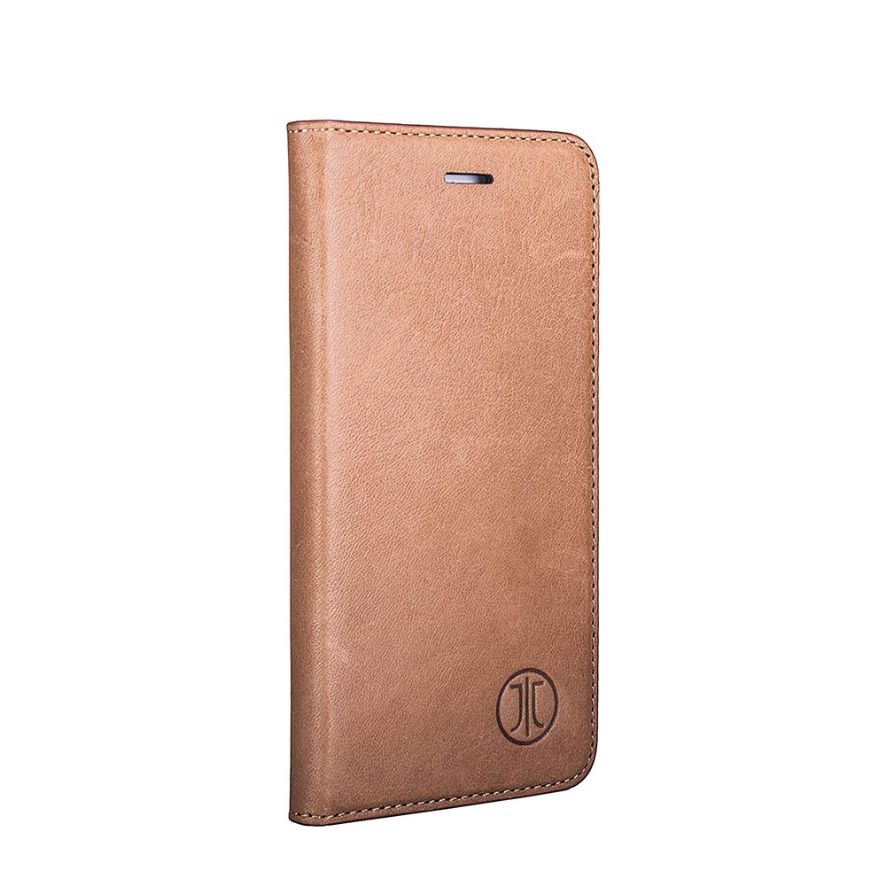 iPhone SE (2022/2020) / 8 / 7 Echtleder Bookcase Hülle Tegel (10246) - Braun (Cognac)