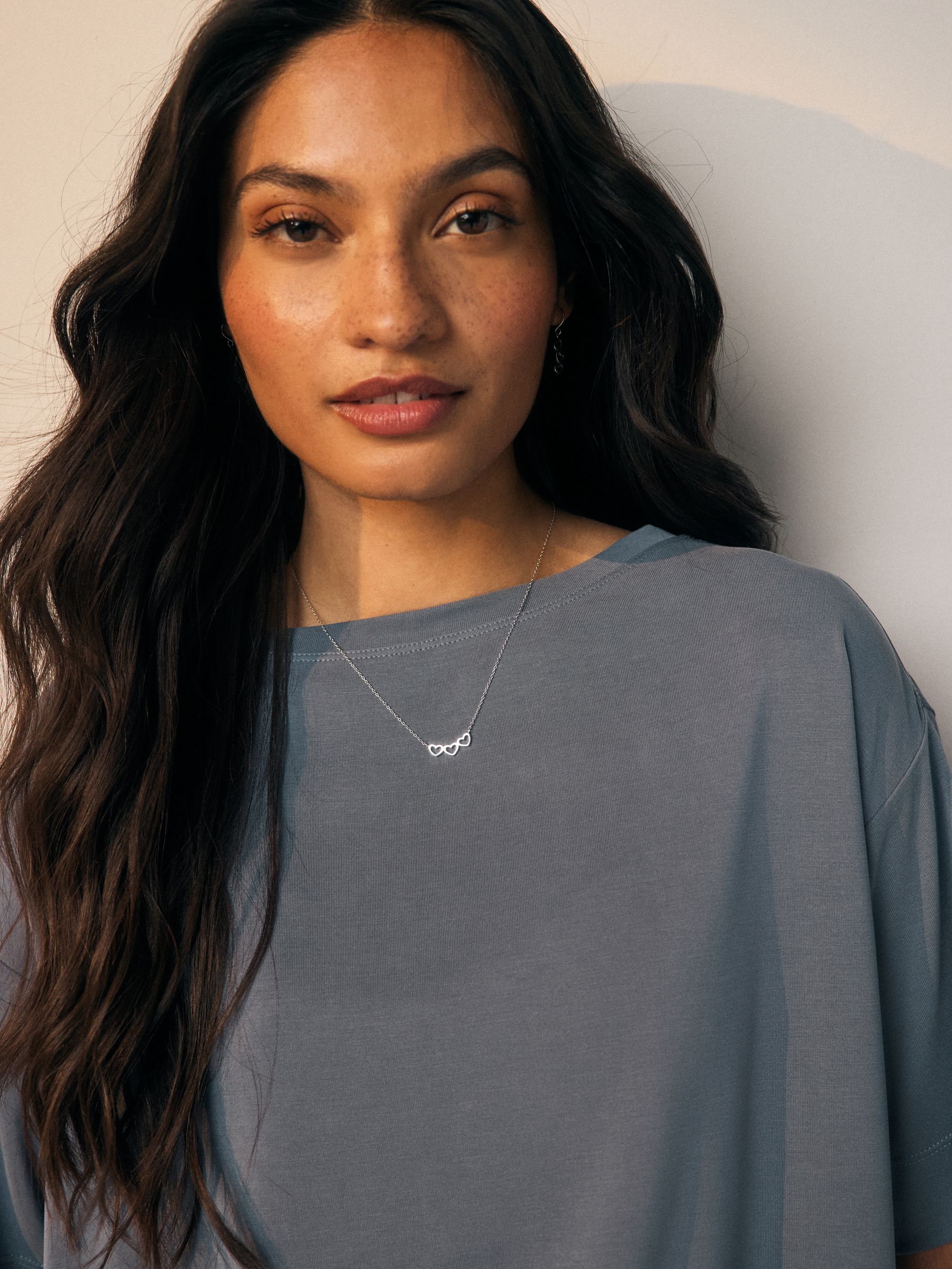 Echt zilver - Drievoudige Hartjes Ketting