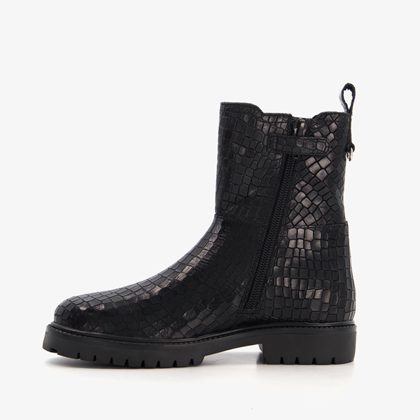 Groot leren meisjes Chelsea boots met crocoprint