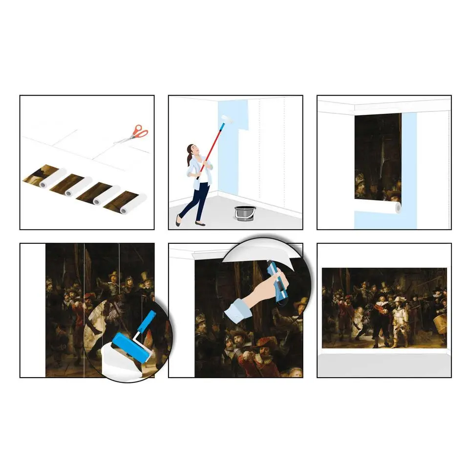 Fotobehang Rembrandt Nachtwacht - 260x384cm - Bruin