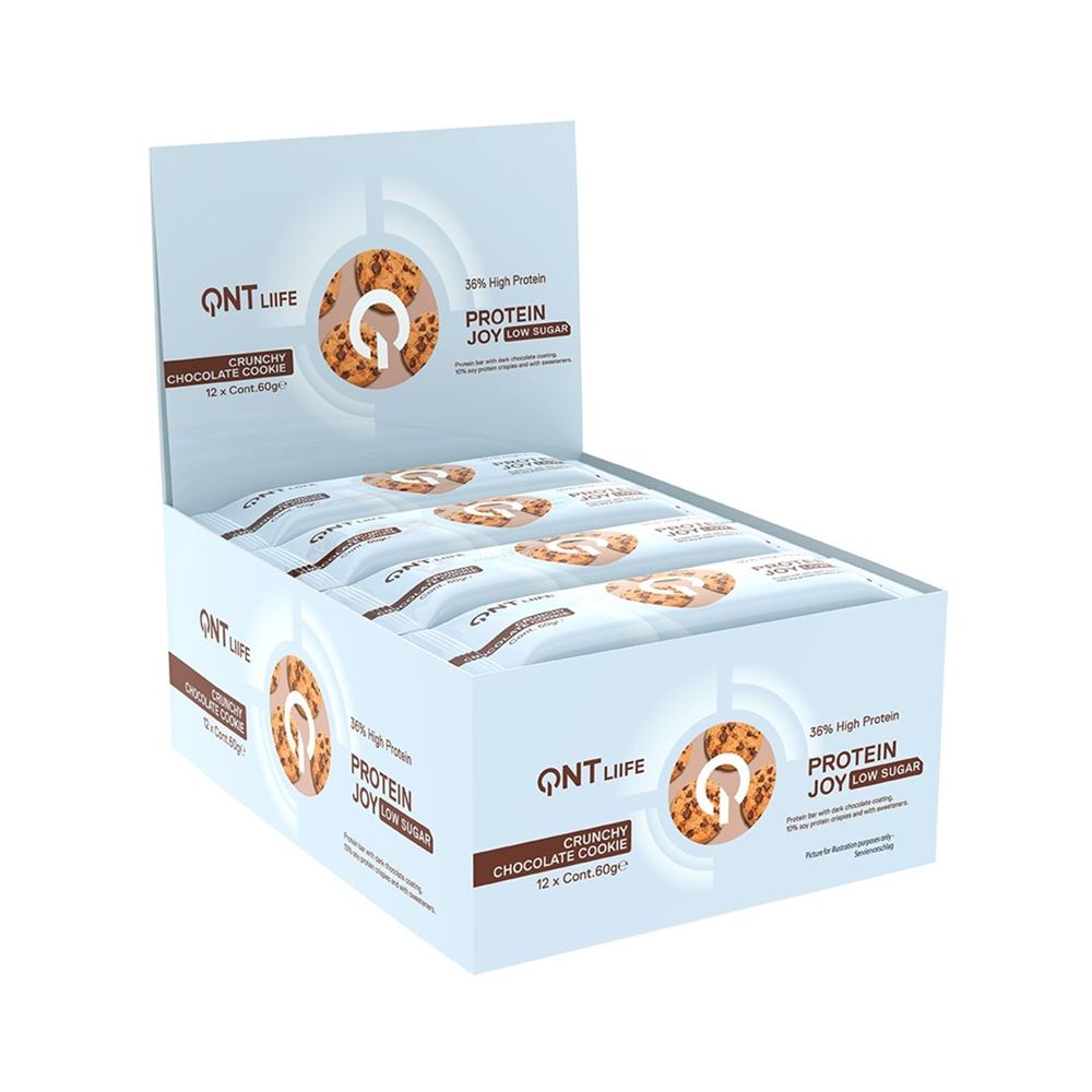 QNT 36% Protein Joy Bar Low Sugar<br>12 × 60 g, Cookie&Cream