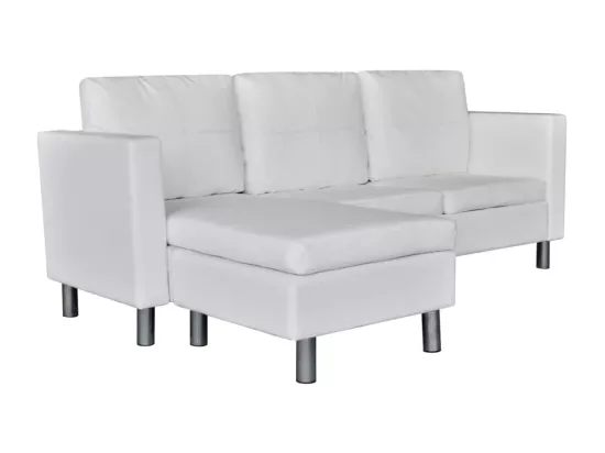 NETTLIFE Canapé sectionnel à 3 places cuir synthétique blanc