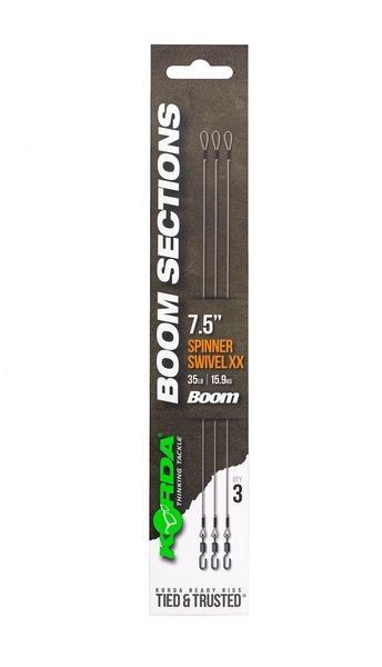 Bas de ligne Korda Booms avec émerillon spinner XX (3 pièces)