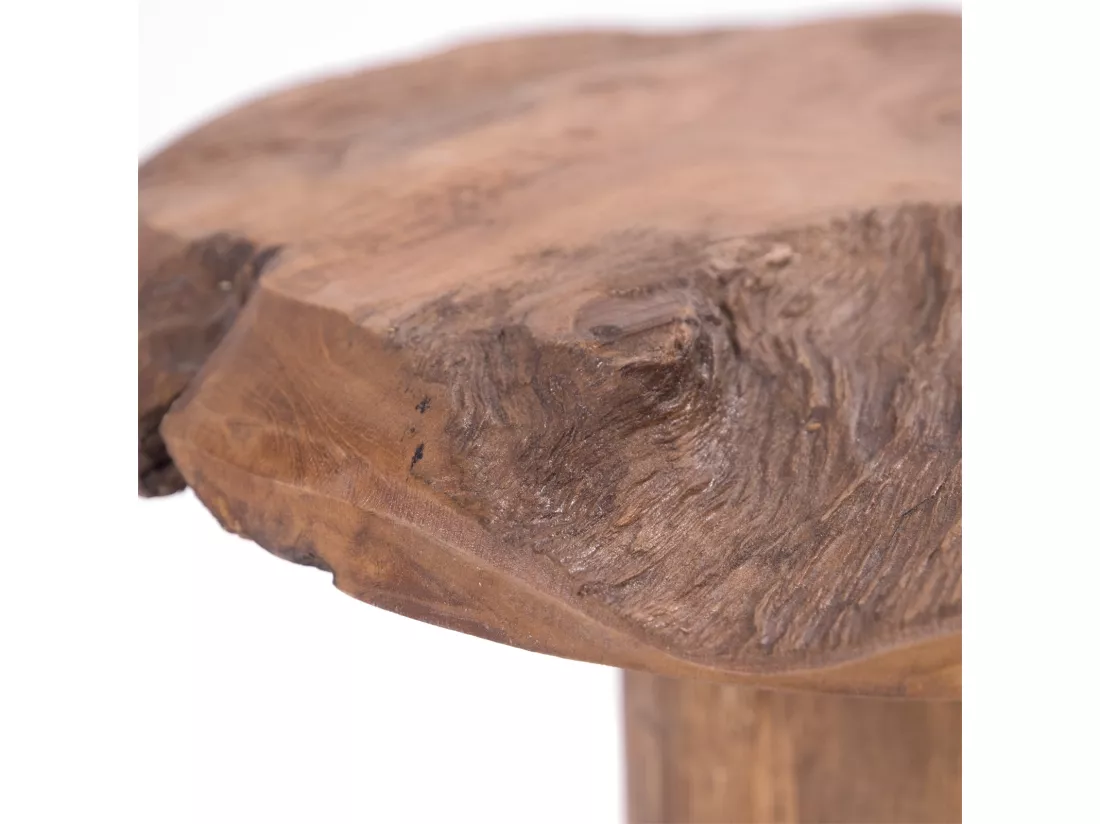 TABOURET Darwin Bois de racine de teck couleurs naturelles