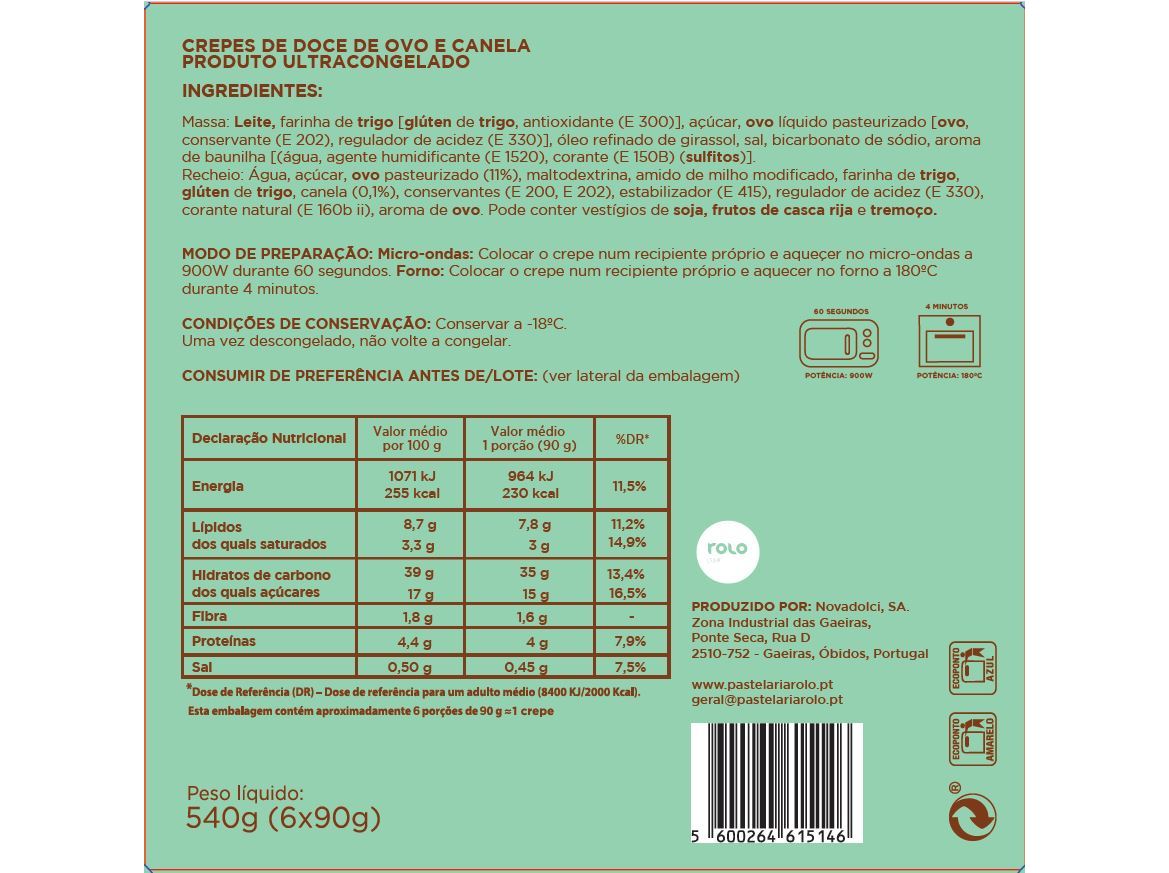 CREPES NOVADOLCI OVO E CANELA 540G