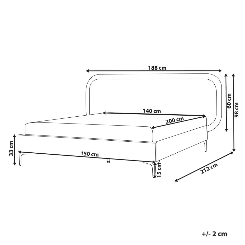 SUZETTE - Tweepersoonsbed - Lichtgrijs - 140 x 200 cm - Polyester