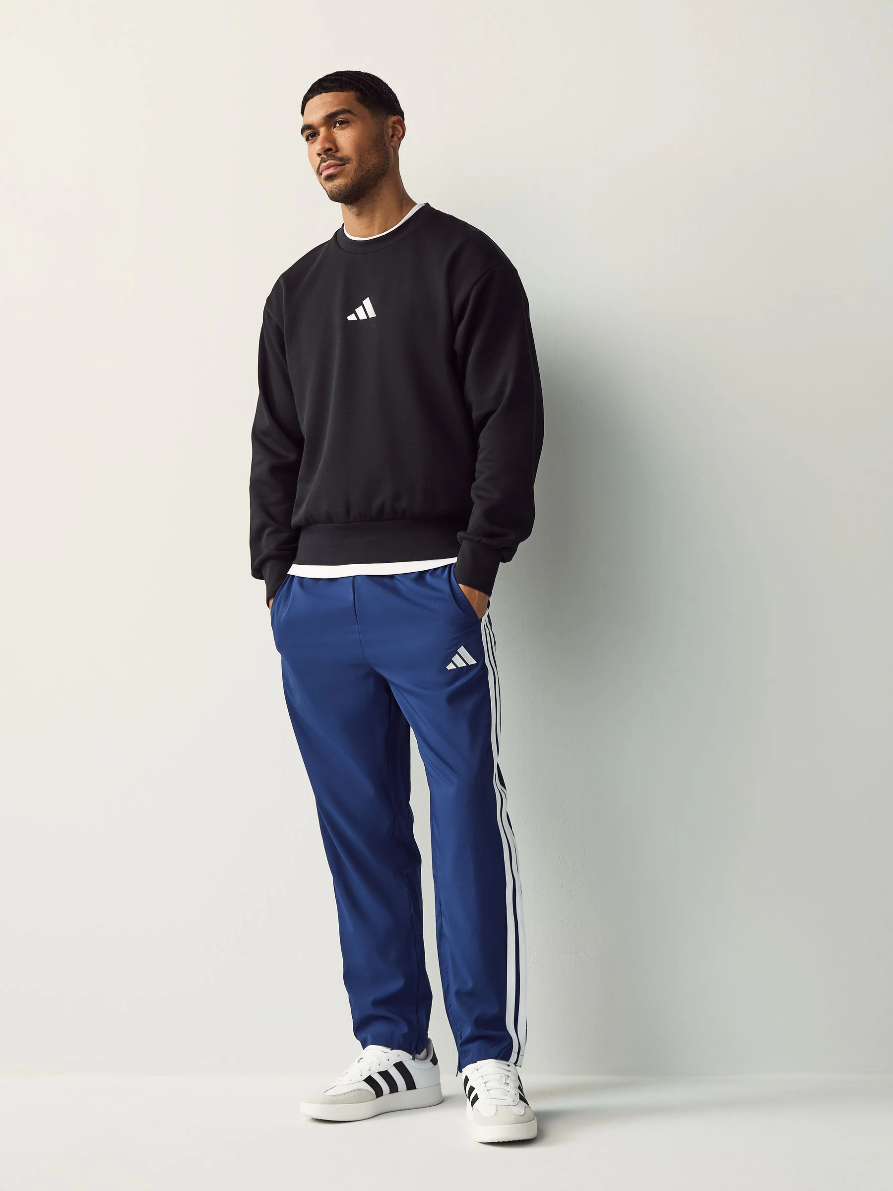 Blauw - adidas Essentials 3-Strepen Stanford joggingbroek met open zoom