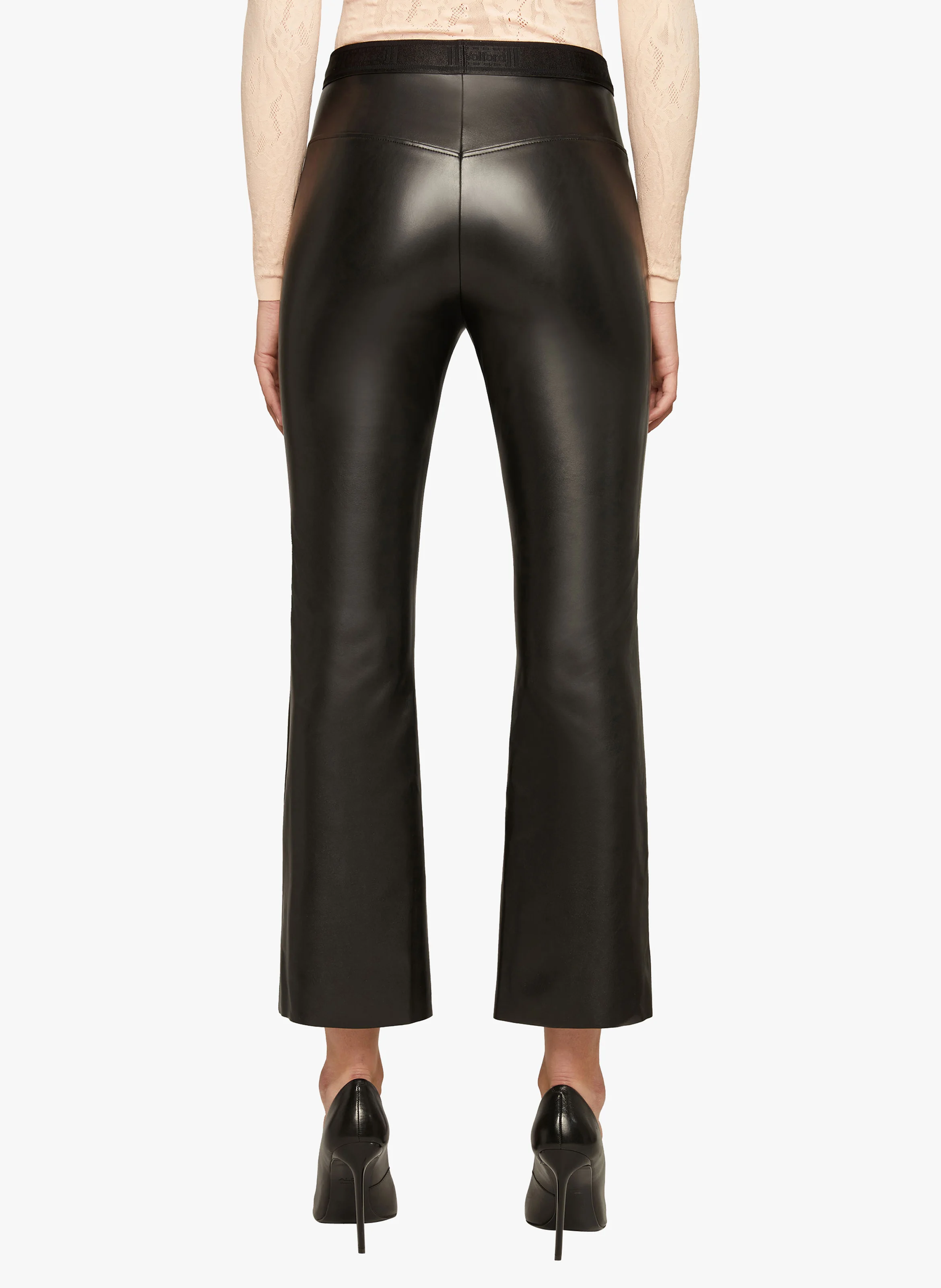 Jenna Trousers - Pantalon évasé enduit | Noir