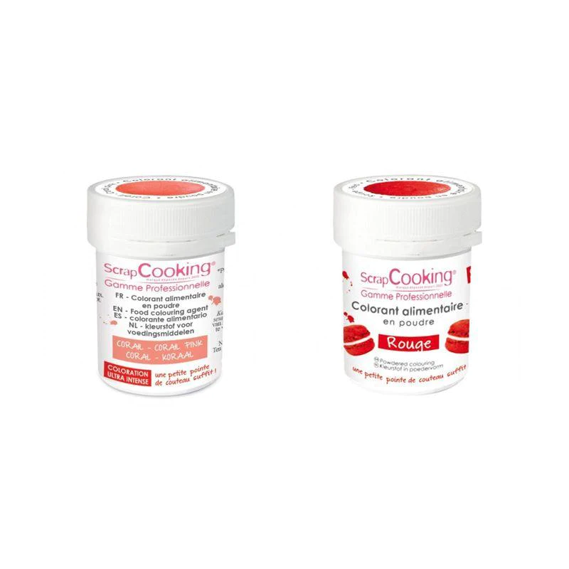 2 colorants alimentaires en poudre - corail-rouge Scrapcooking