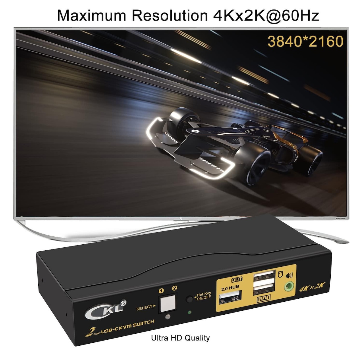 NÖRDIC 2 til 1 USB-C til HDMI 2.0 KVM-svitsj, 4K60Hz