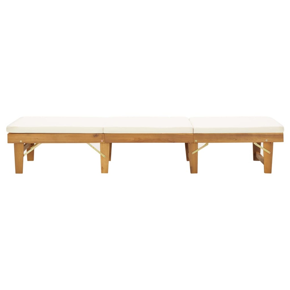 Transat chaise longue bain de soleil lit de jardin terrasse meuble d'extérieur pliante avec coussin bois d'acacia solide 02_0