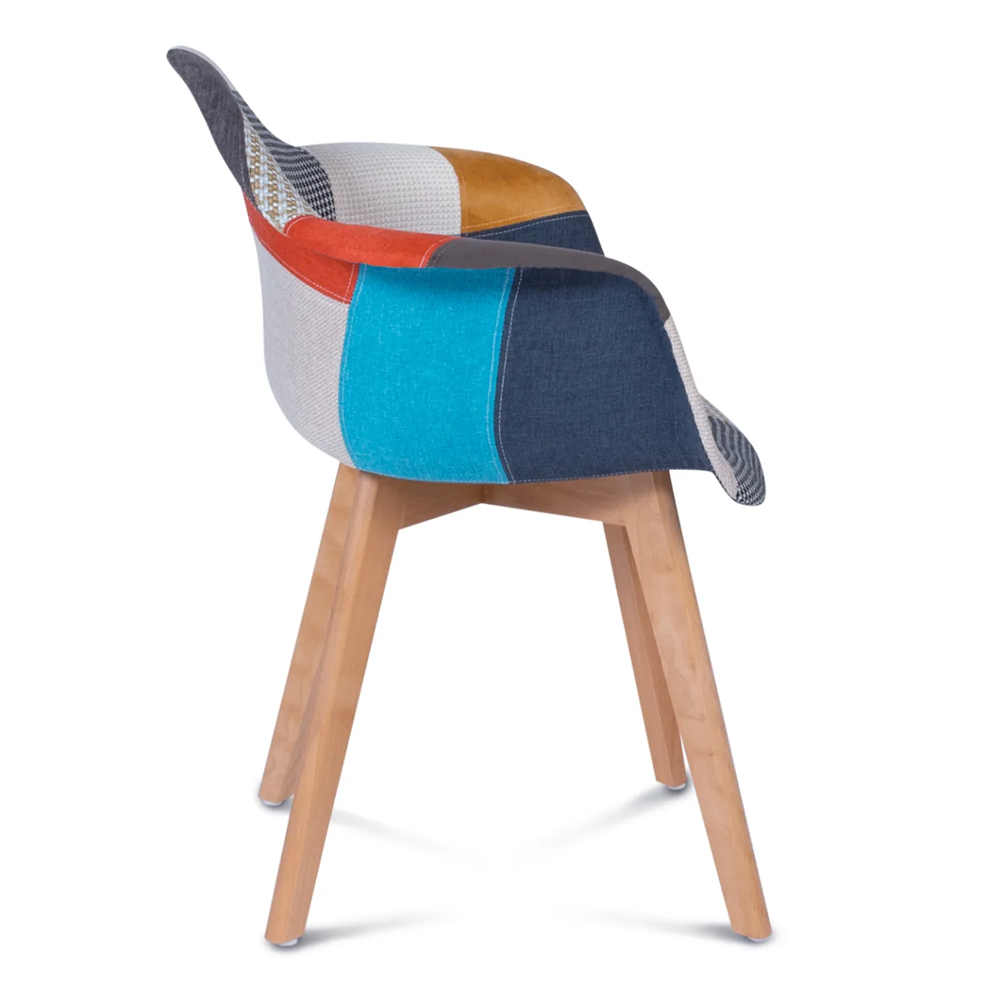 Lot de 2 chaises de salle à manger scandinaves, fauteuils de table SARA motifs patchworks multi-couleurs