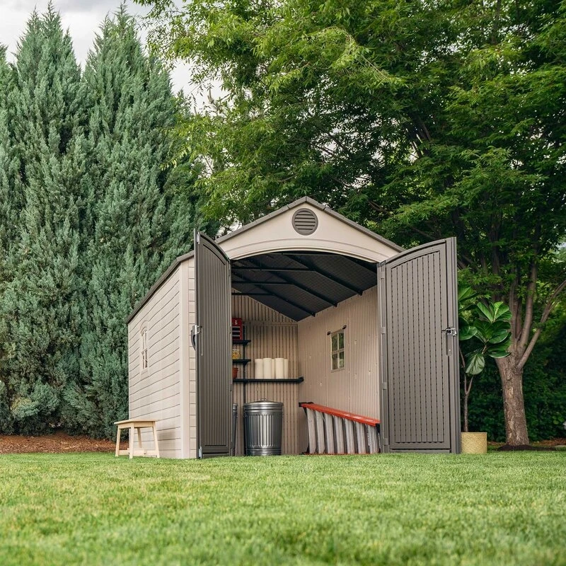 Galpão de armazenamento de plástico com 2,44 m de largura x 3,81 m de profundidade