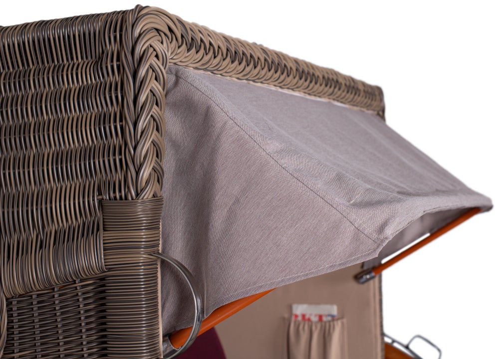 Westerland strandstoel, mahonie, patrijspoort, PE grijs, design 588