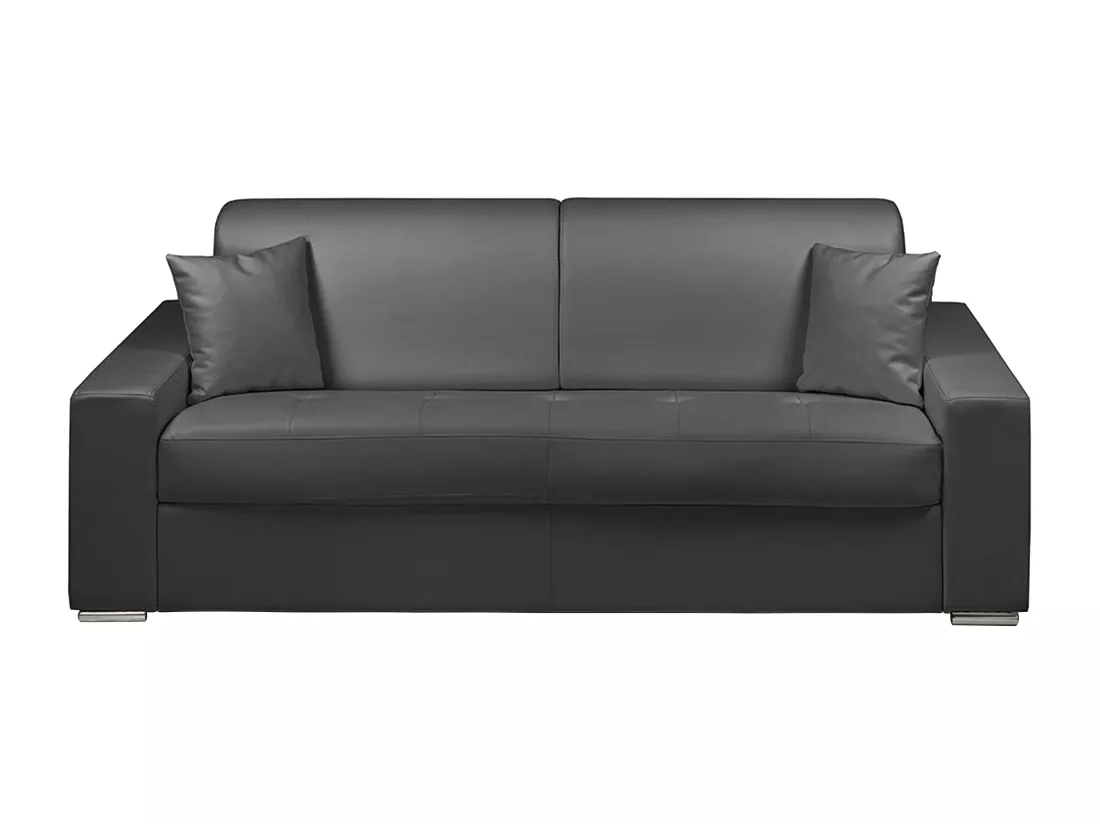 Canapé 4 places convertible express en simili EMIR - Noir - Couchage à lattes larges 160 cm - Matelas 18 cm