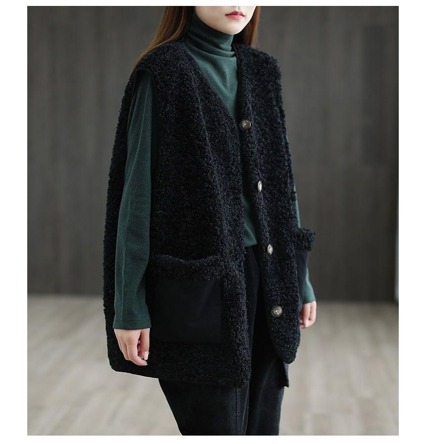 ZIMO - V-hals fleece vest met knoopjes
