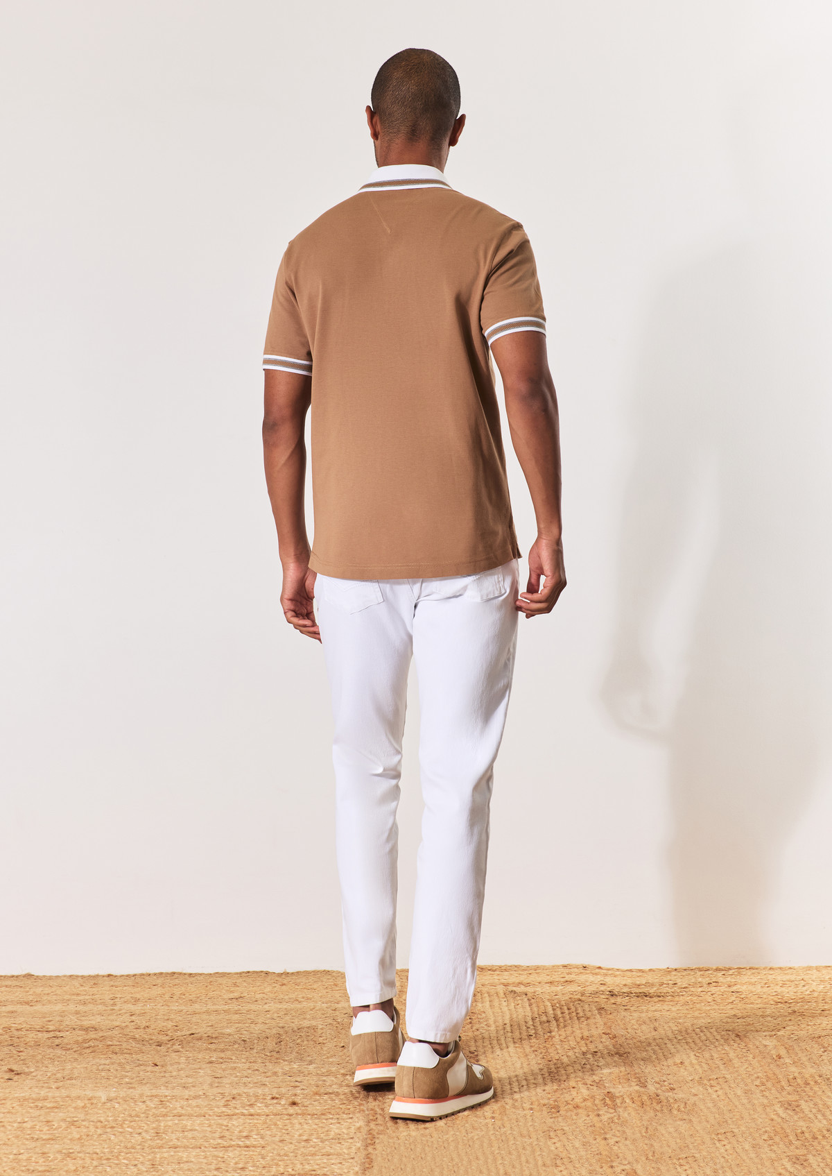 Pantalon casual skinny en coton stretch uni blanc