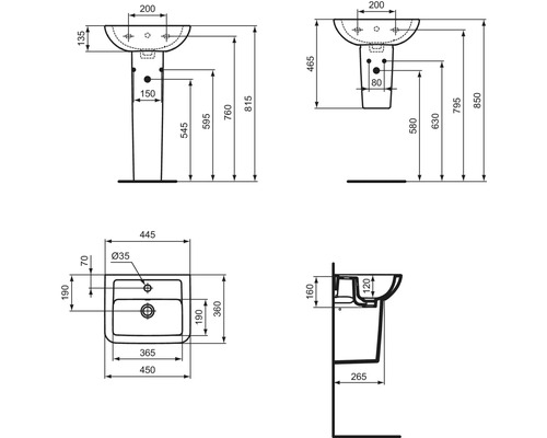 Halfzuil Ideal STANDARD Eurovit Plus wit T426701