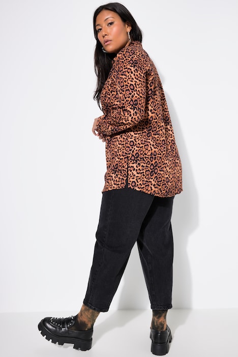 Hemdbluse, Boxy Shape, Leo, Langarm