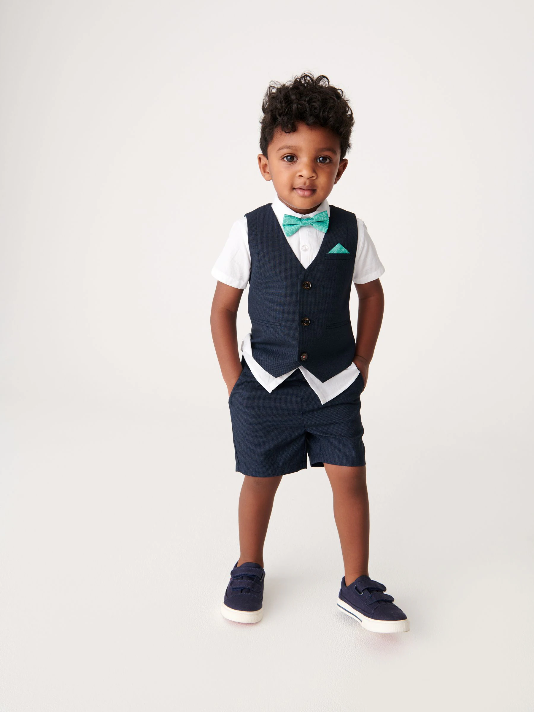 Donkerblauw - Baker By Ted Baker set van overhemd, gilet en short