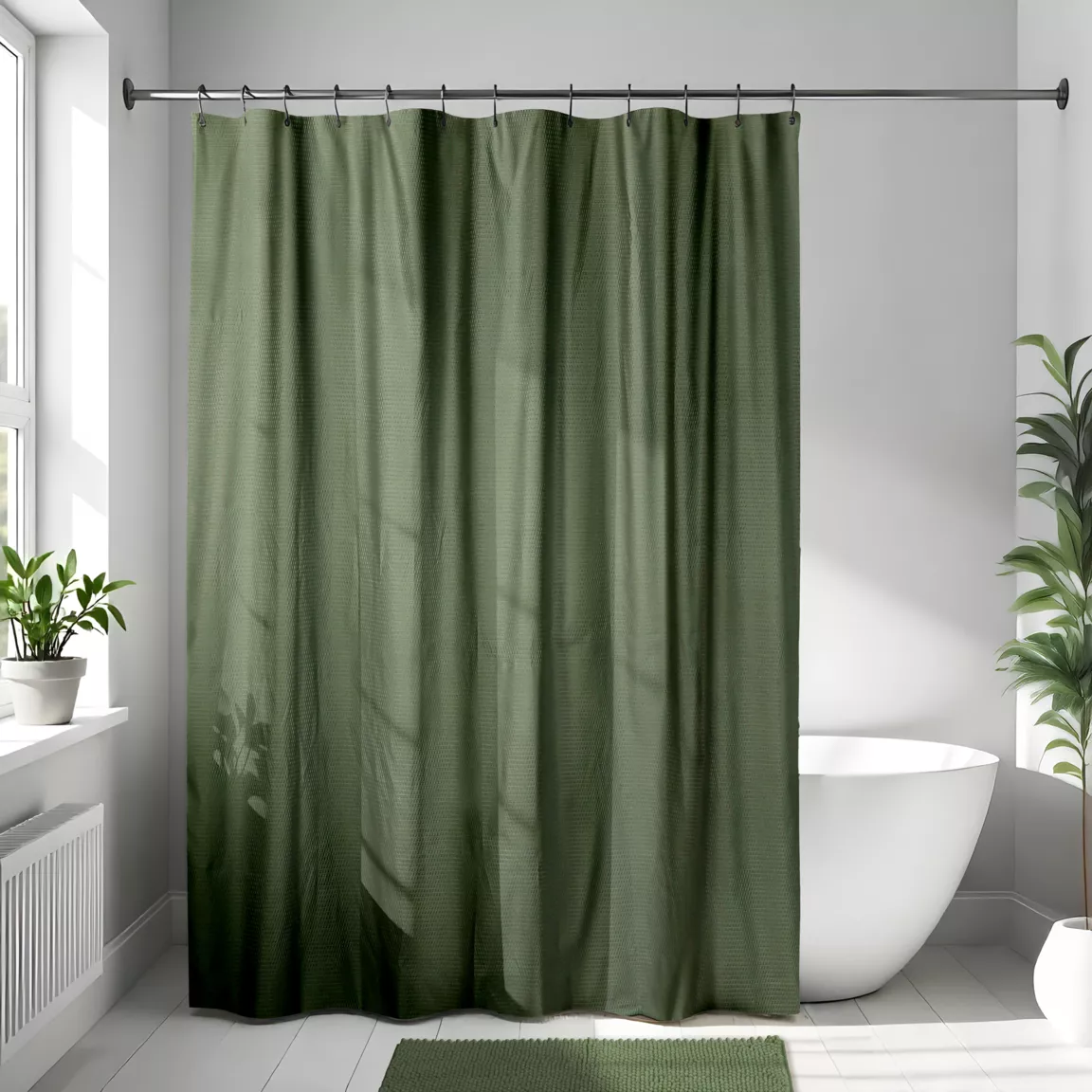 Rideau de douche en microfibre (180 x 200 cm) Gauffré Vert kaki
