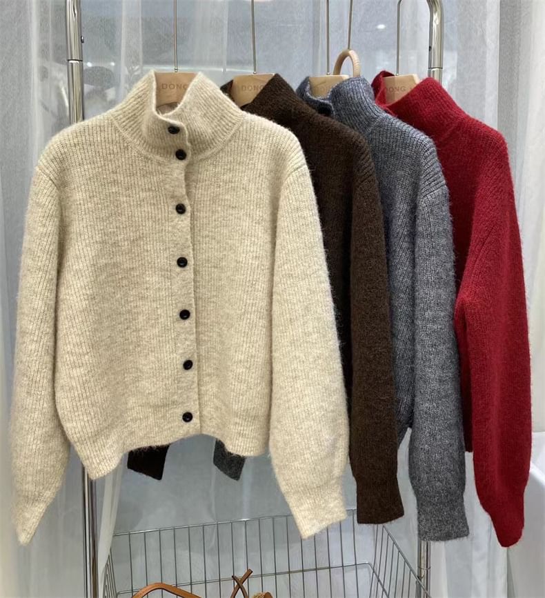 Honey River - Effen vest met opstaande kraag en knoopjes