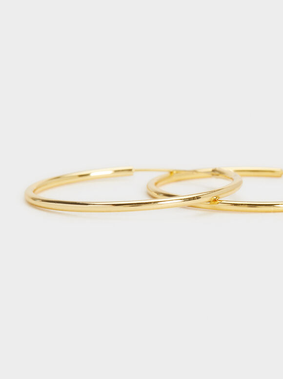 Brincos de argola curtos em prata de lei 925 - Dourado