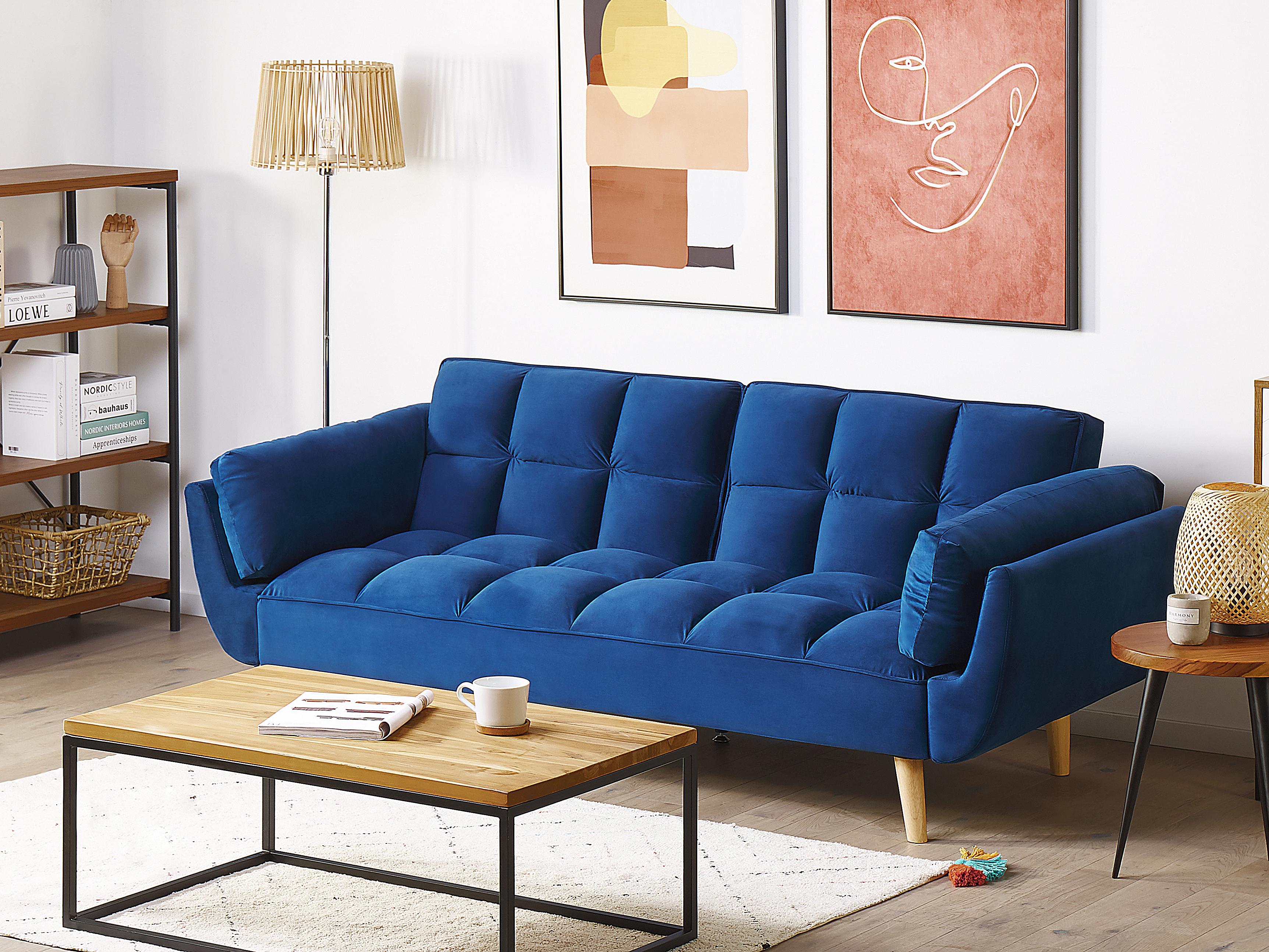 Slaapbank 3-zits ASBY Fluweel Marineblauw