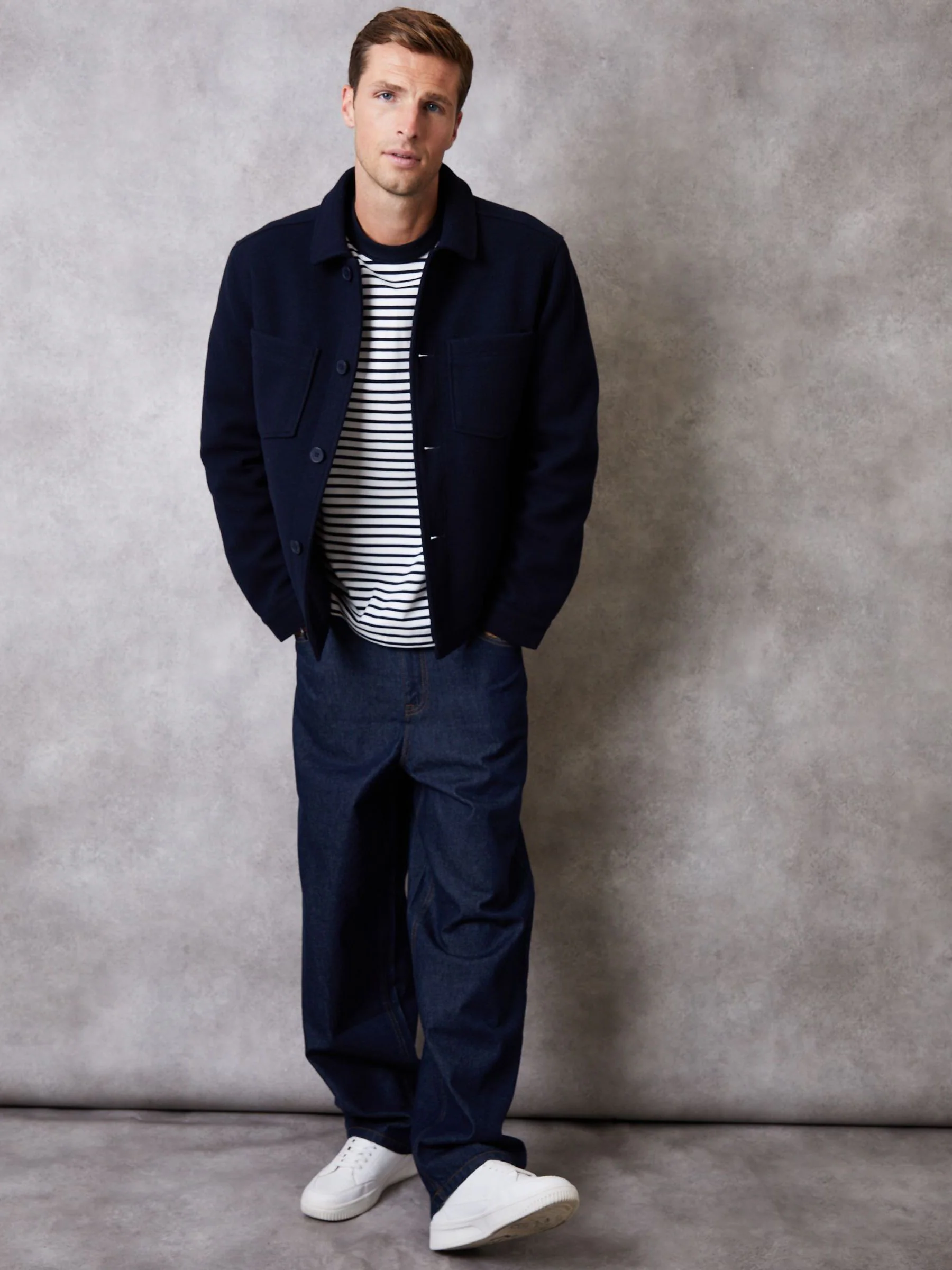 Marineblauw - Threadbare - Gewatteerd shacket met knopen van imitatie wol