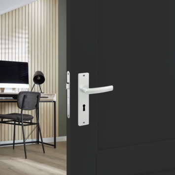 Karwei deurkruk set Blok recht schild sleutelgat 56 mm aluminium