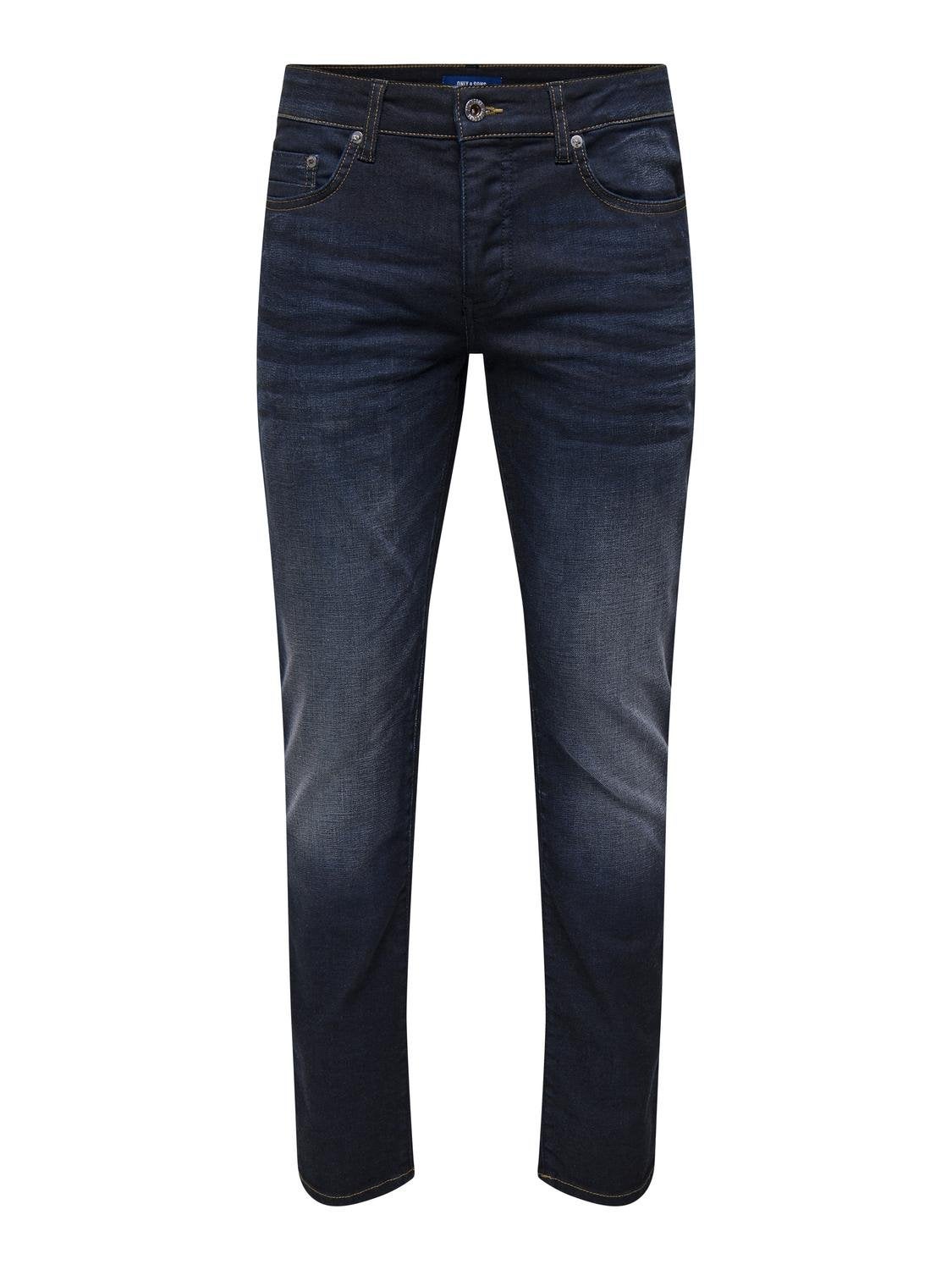 ONSWEFT Niedrige Taille Slim Fit Jeans Dark Blue Denim