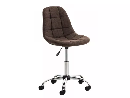 Chaise de bureau - Tissu & Métal chromé - Marron - Emil
