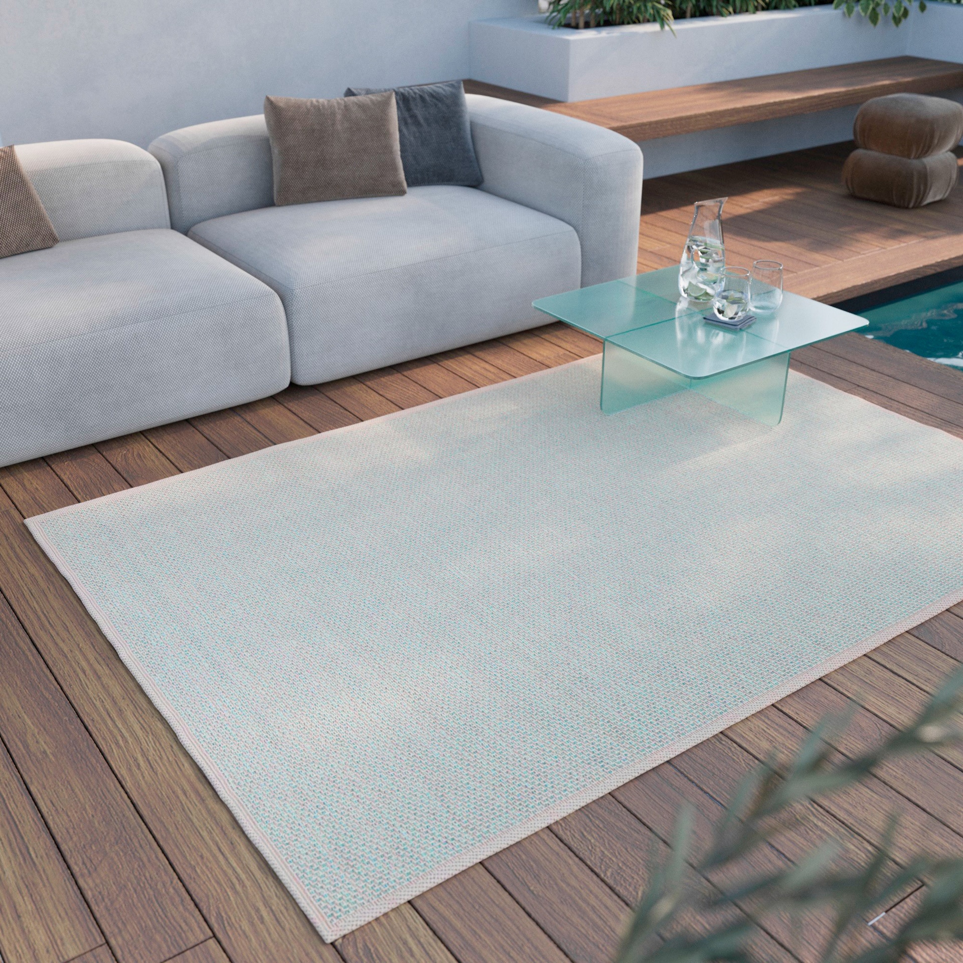 ESPRIT Outdoorteppich MIDLAND 80 x 150 cm beige/türkis