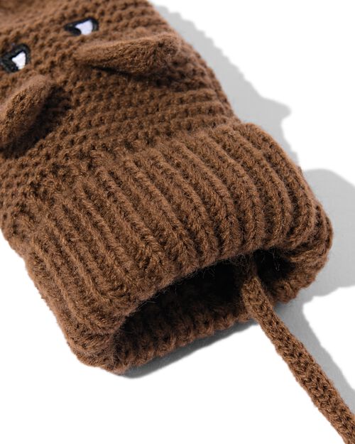 moufles pour bébé avec cordon chien marron